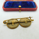 Queen Victoria Sterling Silver Gilt Threepence Coin Brooch Antique c1890 V