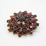 20th Century Austro-Hungarian Silver Gilt Bohemian Garnet Floral Brooch Antique