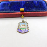 Sterling Silver and Enamel Grasmere Travel Shield Charm Pendant Vintage c1970