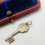 Sterling Silver Commemorative 18th Birthday Key Charm Pendant Vintage c1970
