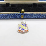 Sterling Silver & Enamel Herm Island Shield Charm Pendant Vintage c1970