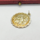 Sterling Silver Gilt Ruffled St Christopher Travel Pendant Vintage c1970
