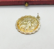 Sterling Silver Gilt Ruffled St Christopher Travel Pendant Vintage c1970