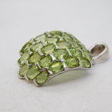 Sterling Silver & Natural Green Peridot Pendant Vintage c1990s
