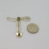 Sterling Silver Modernist Cat Design Initial T Brooch Vintage c1970