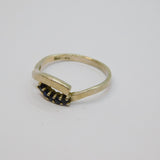 Sterling Silver 5 Sapphire Set Split Band Dress Ring Vintage c1970 Size O