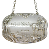 Sterling Silver Hunting Interest Whisky Decanter Label Vintage 1982 London