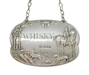 Sterling Silver Hunting Interest Whisky Decanter Label Vintage 1982 London