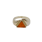 Sterling Silver Baltic Amber Triangle Form Studio Ring Modern c1990 Size P 1/2