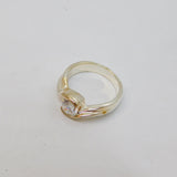Sterling Silver CZ Twist Front Solitaire Dress Ring Modern c1990 Size L 1/2