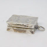 Victorian Sterling Silver Floral Pattern Vinaigrette Antique 1868 Birmingham