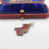 Sterling Silver and Coloured Enamel Map Outline 'Wales' Charm Vintage c1970