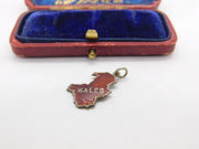 Sterling Silver and Coloured Enamel Map Outline 'Wales' Charm Vintage c1970