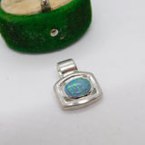 Sterling Silver Doublet Opal Drop Charm Pendant Vintage c1970