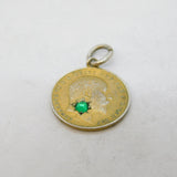 King Edward VII Sterling Silver Gilt Paste Set Threepence Pendant Antique