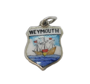 Sterling Silver Enamel Weymouth Charm Pendant Vintage c1970