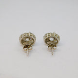 Pair of Sterling Silver Cubic Zirconia Cluster Stud Earrings Vintage c1970