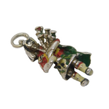 Sterling Silver Enamel Scottish Bagpiper Charm Pendant Vintage c1970s