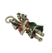 Sterling Silver Enamel Scottish Bagpiper Charm Pendant Vintage c1970s