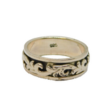 Sterling Silver Relief Pattern Studio Band Ring Vintage c1970 Size Q 1/2