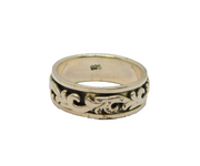 Sterling Silver Relief Pattern Studio Band Ring Vintage c1970 Size Q 1/2