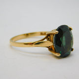 9ct Yellow Gold & 4ct Green Tourmaline Dress Ring Vintage 1975 London