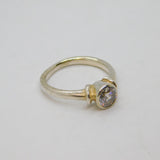 Sterling Silver White Topaz Studio Style Band Ring Modern c1990 Size O