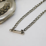 Victorian Sterling Silver Wreath Pattern Locket Necklace Antique c1880s