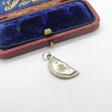 Sterling Silver Antique Half Coin Charm Pendant Vintage c1900