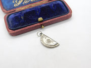 Sterling Silver Antique Half Coin Charm Pendant Vintage c1900