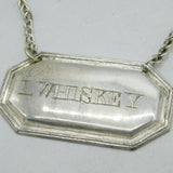 19th Century Silver Plated Irish Whiskey Decanter Label Antique c1890