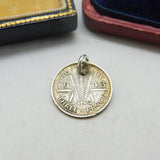 Sterling Silver Three Pence Australia Charm Pendant 1943