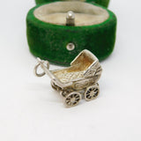 Sterling Silver Baby in the Pram Charm Pendant Vintage c1970