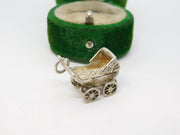 Sterling Silver Baby in the Pram Charm Pendant Vintage c1970