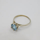 Sterling Silver Blue Topaz Solitaire Dress Ring Vintage c1990 Size R