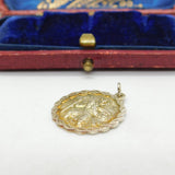 Sterling Silver Gilt Ruffled St Christopher Travel Pendant Vintage c1970
