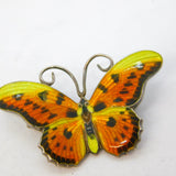 Sterling Silver & Colourful Enamel Butterfly Brooch Pin Antique c1940 Art Deco