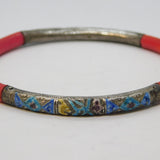 19th Century Chinese Sterling Silver, Enamel & Coral Bangle Bracelet Antique