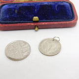 Sterling Silver King George V Threepence Coin Charm Pendant Antique 1922