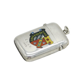 Victorian Sterling Silver Enamel Exeter College Oxford Vesta Case Antique 1876