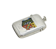 Victorian Sterling Silver Enamel Exeter College Oxford Vesta Case Antique 1876