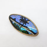 Sterling Silver Morpho Butterfly Wing Island Scene Brooch Antique c1920 Deco