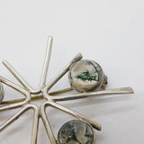 Ortak Scottish Sterling Silver & Moss Agate Spray Brooch Vintage c1970s