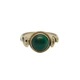 Sterling Silver Cabochon Malachite Studio Dress Ring Vintage c1970 Size M