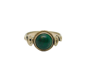 Sterling Silver Cabochon Malachite Studio Dress Ring Vintage c1970 Size M