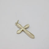 Sterling Silver Brushed Textured Cross Charm Pendant Vintage c1970