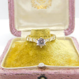 Silver Gilt Engagement Ring With Diamond Paste Vintage c1970 Size P