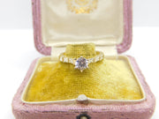 Silver Gilt Engagement Ring With Diamond Paste Vintage c1970 Size P