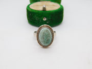 Sterling Silver Malachite Signet Ring Vintage c1970 Size K 1/2 UK