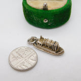 Sterling Silver Cargo Boat Charm Pendant Vintage c1970